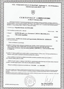 Certifikát - pojazdné lešenie ALUFIX 6000