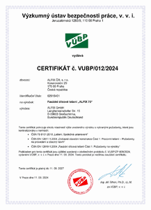 Certifikát ALFIX 70 fasádní lešení